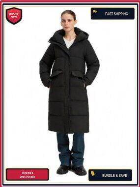 Long Puffer Jacket Knee-Length Winter Coat Hooded Women's